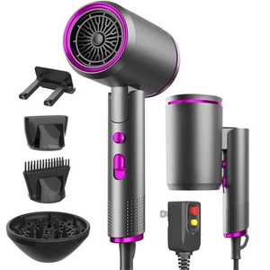 Portable Ionic Hair Dryer, Foldable Handle Hair Dryer,1600W Blow Dryer with D... - Picture 1 of 8