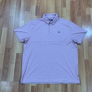 Lacoste Sport Poloshirt Herren 2XL Größe 7 Rosa Weiß Streifen Regular Fit Krokodil - Bild 1 von 9