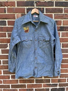 VTG 70s Levi’s Big E Orange Tab Button Up Denim Shirt USA Made M/L - Picture 1 of 4