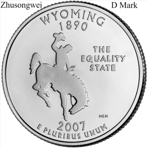 2007 US Wyoming State Quarter (D Mark) Coin - Free shipping - Picture 1 of 2