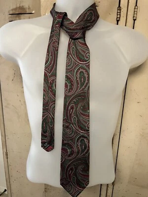 Corbata - Estampado Paisley Giacomo Italia 59" largo verde/borgoña Foto 1 de 3