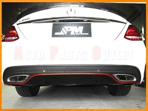 Gloss Black w/ Metallic Red Rear Diffuser For 15-17 M-BENZ W205 C250 C300 C400 - Picture 1 of 1