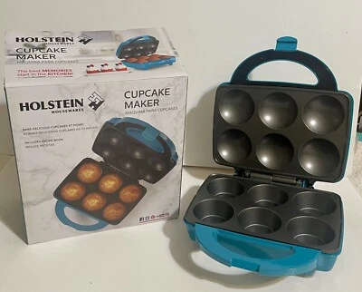 Holstein предметы домашнего обихода новый в коробке антипригарный Cupcake Maker, бирюзовый делает 6 кексов, кексов - Изображение 1 из 4