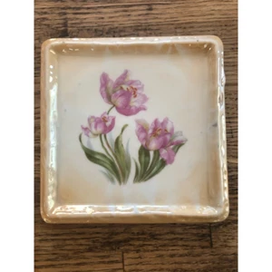 Vintage Drei Kronen China Porzellan Untersetzer Tee Schmuckstücke Blumenquadrat Deutschland - Bild 1 von 6
