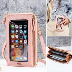 Shoulder Women Girl Leather Zipper Touch Screen Card Wallet Phone Case Purse - Picture 1 of 15