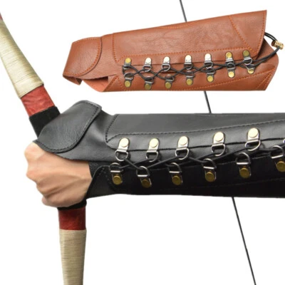 AMEYXGS Protector de brazo cuero protector de manos ajustable arco largo tiro con arco tradicional
