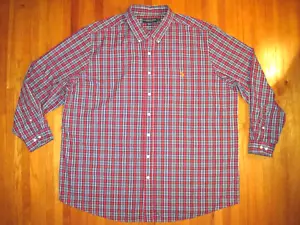 U.S Polo Association Classic Fit Easy Care Red/Black Check Oxford Shirt 3XL New - Picture 1 of 8