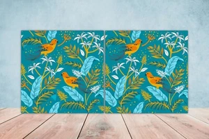 Birds and Flowers Ceramic Wall Tiles - Set of 2 Kitchen Bathroom Wall Backsplash - Picture 1 of 6