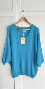 NWT! SPIRIT Of The ANDES %100 baby alpaca blue batwing sleeve jumper! L - Picture 1 of 5