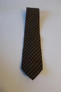 Mens Fendi Logo Print Black & Gold Print Tie - Picture 1 of 5