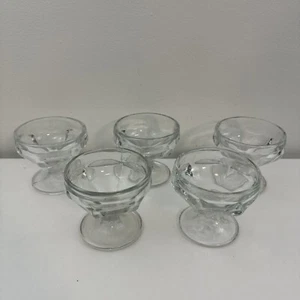 SET OF 5 GLASS PEDESTAL ICE CREAM DESSERT BOWLS DISH-3”x3.25” - Picture 1 of 9