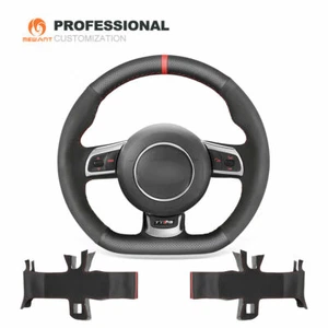 Genuine Leather Suede Steering Wheel Cover Wrap for Audi TT RS RS 6 2009-2015 - Bild 1 von 10