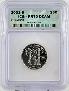 2001 S Vermont CLAD Quarter PR70DCAM ICG - Picture 1 of 2