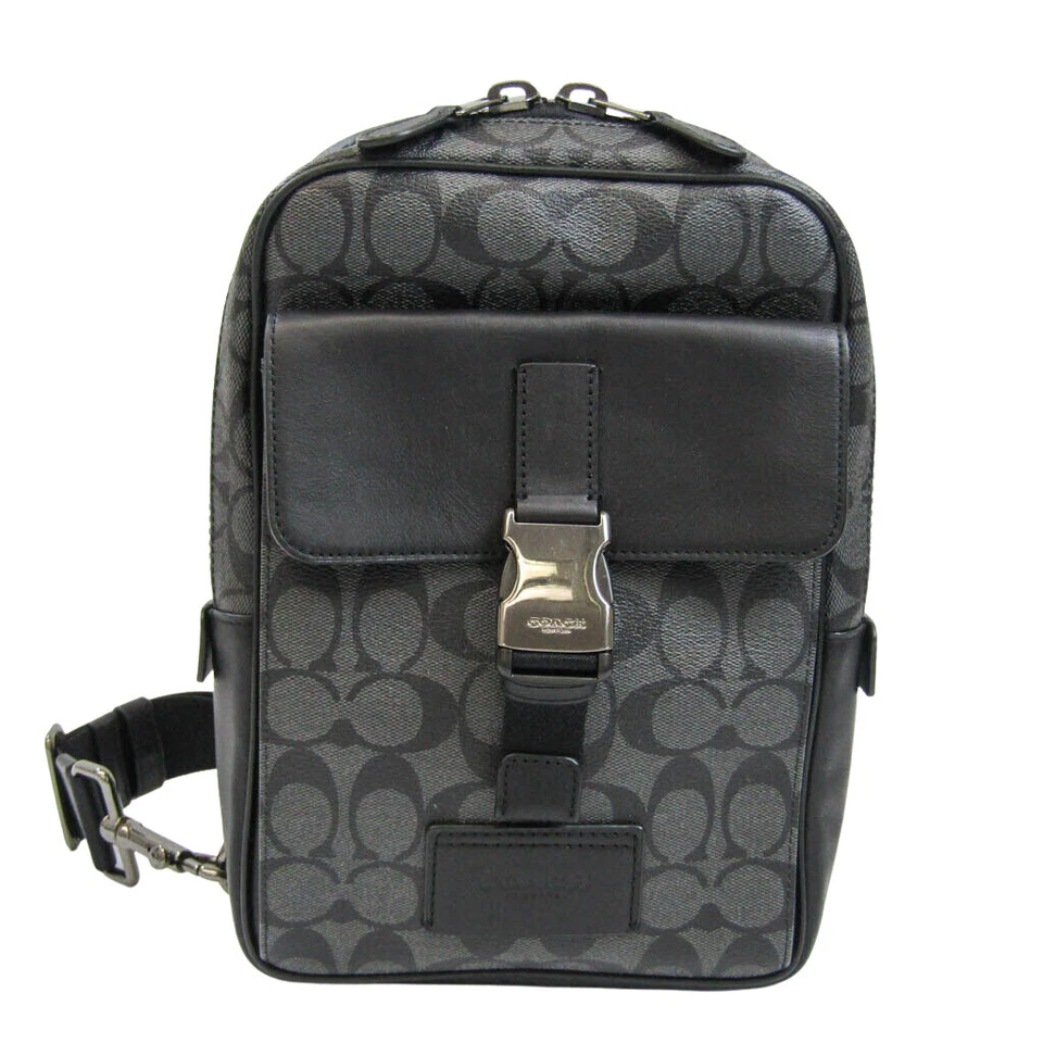 Coach C2711 Track Pack Signature Canvas & Leather Charcoal Black