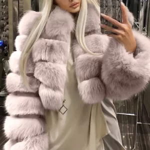 Women Luxury Fluffy Faux Fox Fur Coat Jacket Short Cardigan Winter Warm Outwear - Picture 1 of 35