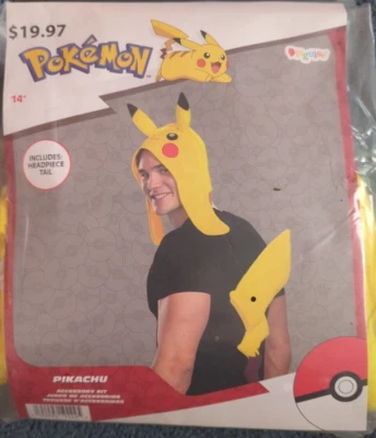 Pokemon Pikachu Costume Accessory Kit Headpiece Tail Adult One Size Cosplay - Image 1 of 3