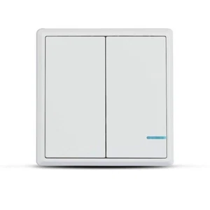 1x Wireless 2 Gang Smart Wall Switch, Dual Button Sensor, LED Light, White, IP54 - Picture 1 of 6