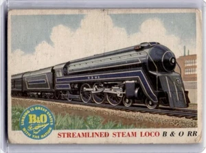 1955 Topps Rails and Sails B&O RR VG - RARE! Streamlined Steam Loco #111 - Picture 1 of 2