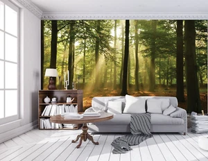 144x100in Foto Papel pintado Mural Verde Bosque Verano Decoración Árboles Verdes - Imagen 1 de 7
