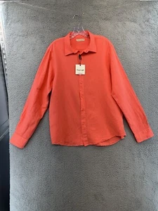 L'ATELIER DEL CASHMERE Men’s Long Sleeve Button Up Shirt Coral Made In Italy NWT - Picture 1 of 24