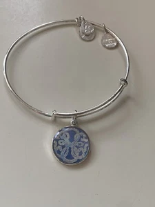 Alex Ani 2017 Silver Tone Blue  Dangle Bangle Bracelet  Expandable - Picture 1 of 6