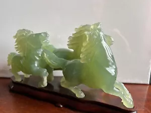 Large Carved Jade Statue Stampede of Horses - Picture 1 of 12