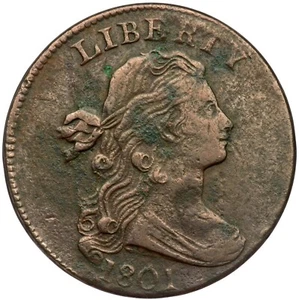 1801 S-214 R-3 Draped Bust Large Cent Coin 1c - Picture 1 of 2