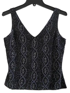Adrianna Papell Evening Sz Small Stunning Black Beaded Sleeveless Formal Top (A) - Picture 1 of 9