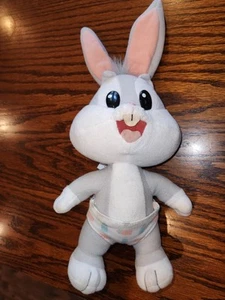 Vintage 1995 Looney Tunes plush stuffed Baby Bugs Bunny with diaper - Picture 1 of 2
