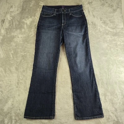 NYDJ Jean Womens 10 Petite Blue Denim Stretch Straight Dark Wash Embelished - Image 1 of 4