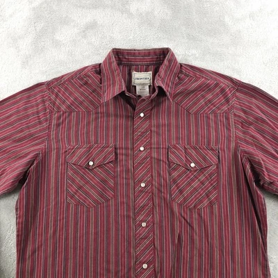 Camisa Frontier Western Para Hombres Grande Rayas Rojas Perla A Presión Vaquero Manga Larga Yugo Foto 1 de 4