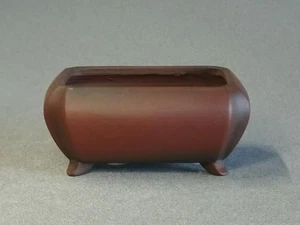 Japanese Bonsai Pot Tokoname BIGEI 4.6"(11.8cm) Brown Unglazed Rectangle G317 - Picture 1 of 4