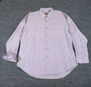 Robert Graham Linen Blend Shirt Men’s 3XL Flip Cuff Pink Embroidered Floral - Picture 1 of 15