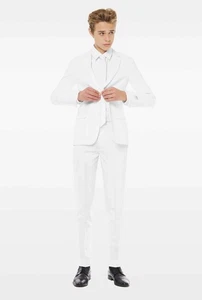 OppoSuits Teen Boys White Knight Slim Fit Solid White Suit & Tie Size 10Y - Picture 1 of 5