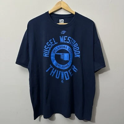 Camiseta Russell Westbrook Oklahoma City Thunder Majestic NBA Talla XXL Azul Foto 1 de 4