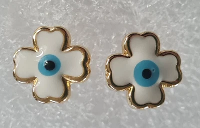 Vintage süsse Ohrstecker - golden mit Emaille - Blüte -  Nachlass - Bild 1 von 3