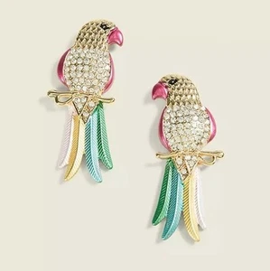 Pendientes colgantes de verano caprichosos pavé periquito tono dorado poste brilla pequeño rasguño - Imagen 1 de 6