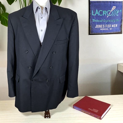 Chaqueta Blazer Lacross Para Hombre 48L Negra Doble Pecho Texturizada Foto 1 de 4