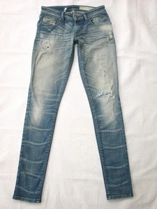 Diesel Getlegg Slim Skinny Jeans Wm Size 24 Blue Distressed+Stretch Italy L31.5 - Picture 1 of 11