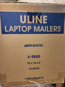 4 Pack, S-9885,Uline Laptop Mailers, 18"x14"x4", Antistatic Foam,Front Lock Tabs - Picture 1 of 4