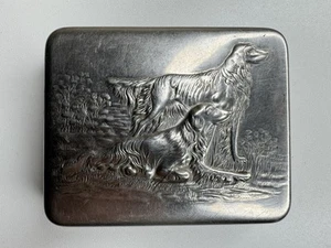 Vintage Soviet Tobacco Box–Russian Borzoi Dog Relief-Stainless Steel–1970s USSR - Bild 1 von 23