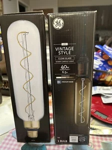 2 GE Vintage Style 40 Watt LED T20 Light Bulb Warm Candle Clear Medium Base 40w - Picture 1 of 22