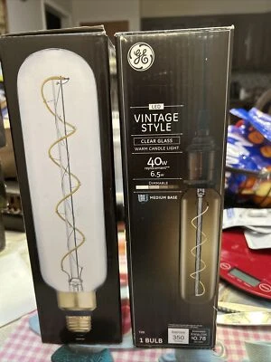 2 GE Vintage Style 40 Watt LED T20 Light Bulb Warm Candle Clear Medium Base 40w - Image 1 of 4