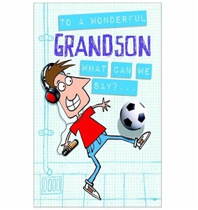 Geburtstagskarte Enkel - 9"x6" männlich Männer für ihn Junge Fußball lustiger Witz Humor - Bild 1 von 3