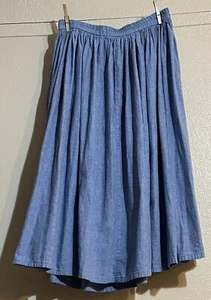 Falda Midi De Colección Jerell Talla 14 Azul Cambray Cottagecore Western Cintura Elástica EE. UU. - Imagen 1 de 11