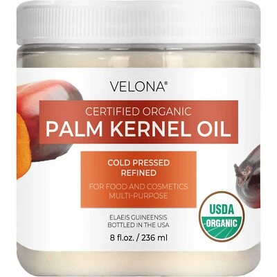 Velona USDA Certified Organic Palm Kernel Oil 8 Fl Oz Refined Cold Pressed Face - Image 1 of 4