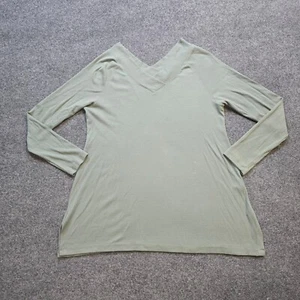 Soft Surroundings Top Damen groß grün gerippt Stretch doppelter V-Ausschnitt Freizeit - Bild 1 von 11