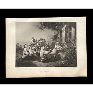 ca. 1850 - A.H. Payne's - Original Antique Engraving Print - "The Pilgrims" - Picture 1 of 3