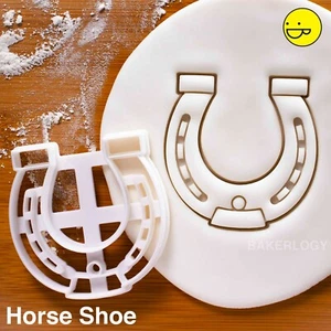 Horse Shoe cookie cutter | jockey riding Equestrian stallion equine race biscuit - Picture 1 of 10