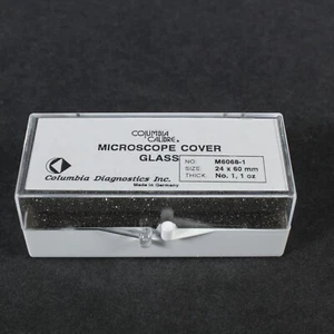COLUMBIA CALIBRE MICROSCOPE COVER GLASS 24 X 60 mm THICKNESS NO. 1, 1-OZ M6068-1 - Picture 1 of 3